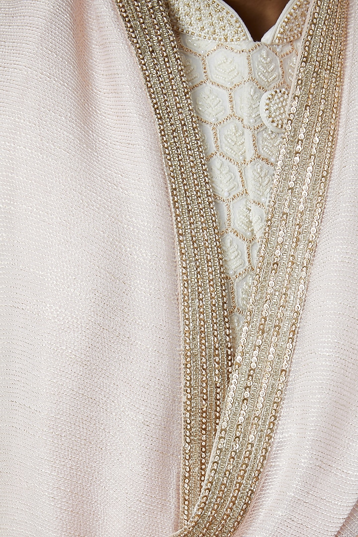 Off-White Wool Embroidered Stole by Qbik Men at Pernia's Pop Up Shop