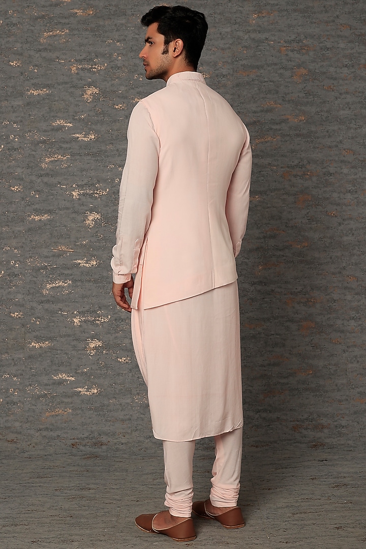Pink Modal Bundi Jacket With Kurta Set by Qbik Men at Pernia's Pop Up Shop