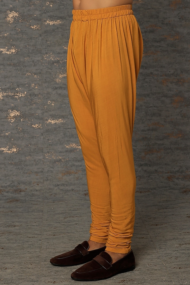 Mustard Modal Asymmetric Quilted Bundi Jacket Set by Qbik Men at Pernia's Pop Up Shop
