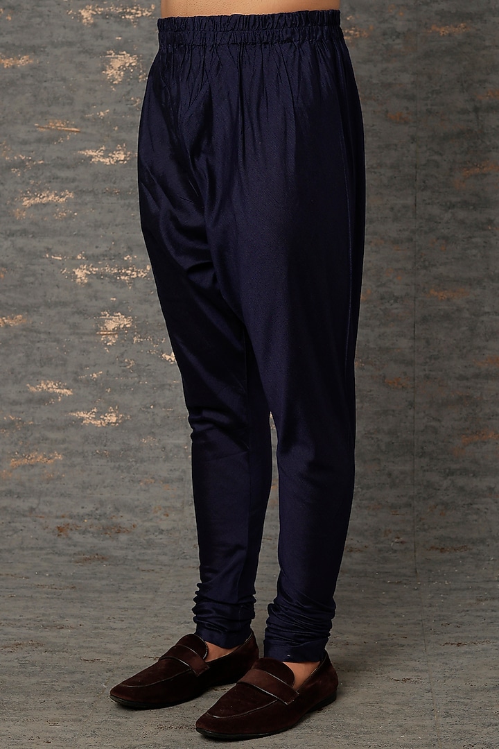 Navy Silk Groom Sherwani Set by Qbik Men at Pernia's Pop Up Shop