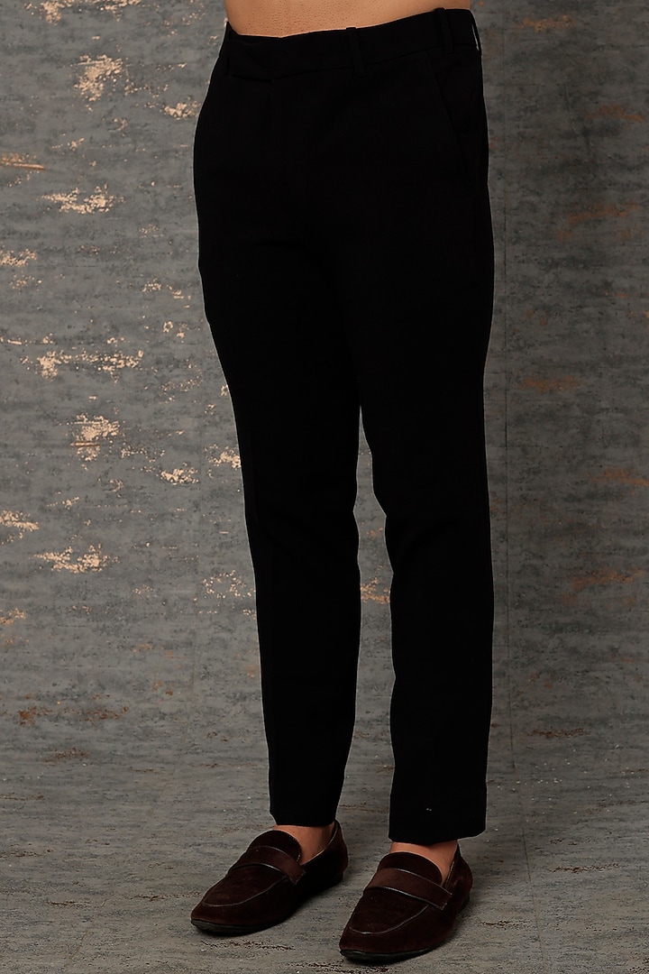 Black Silk Wedding Indowestern Jacket Set by Qbik Men at Pernia's Pop Up Shop