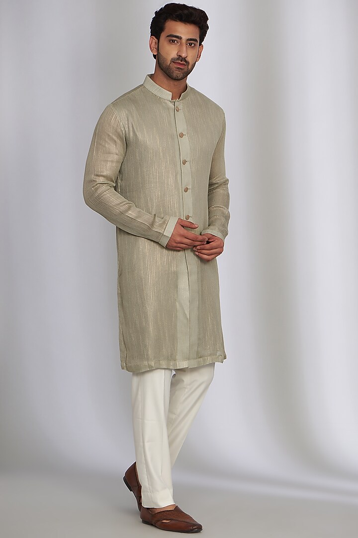 Multi-Colored Chanderi & Silk Brocade Embroidered Bundi Jacket set by Qbik Men at Pernia's Pop Up Shop