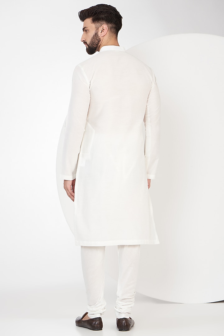 Ivory Pashmina Silk Kashmiri Embroidered Groom Sherwani Set by Qbik Men at Pernia's Pop Up Shop