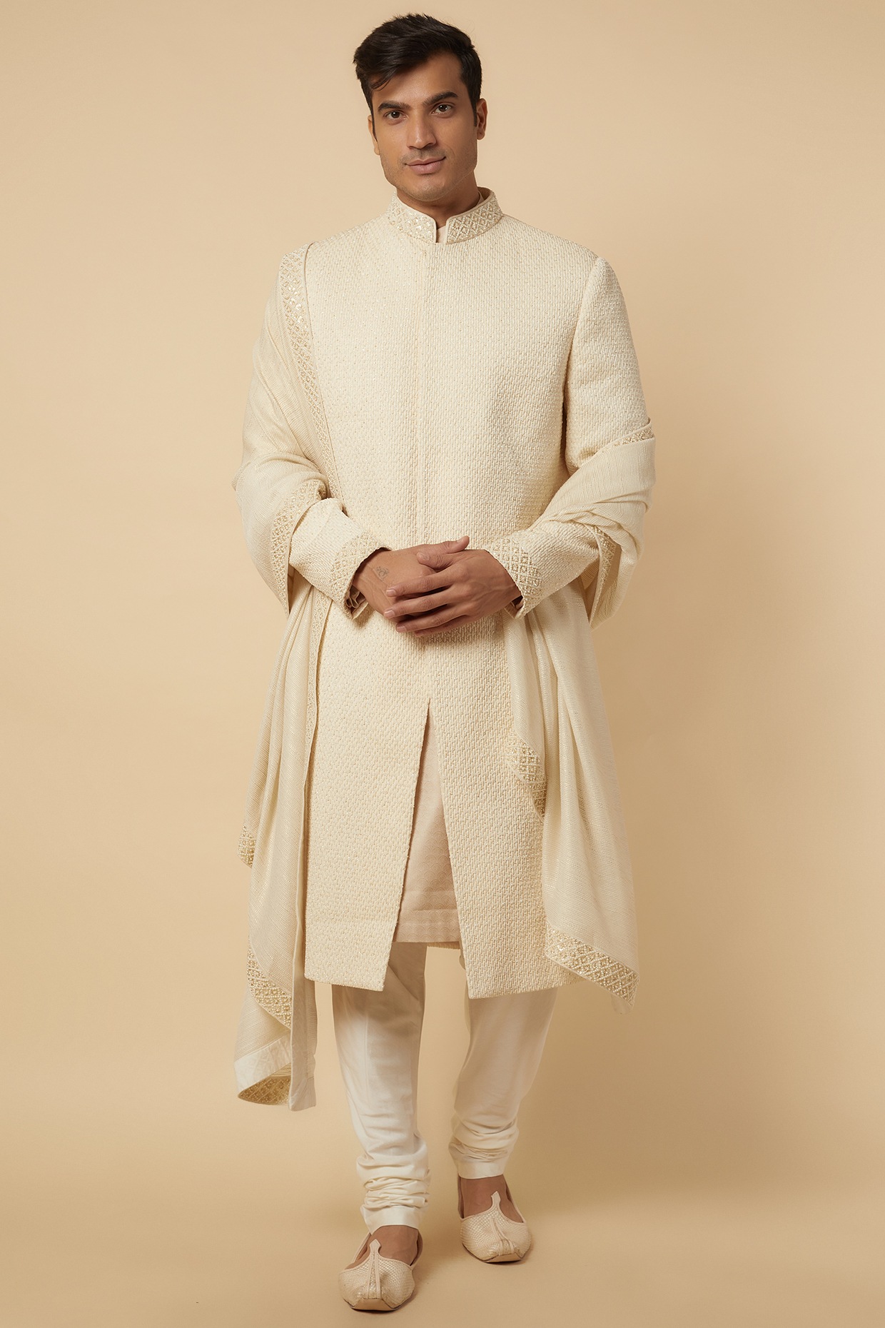 Cream sherwani hot sale for groom