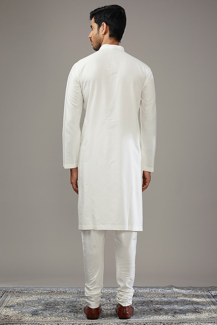Ivory Matka Silk Embroidered Groom Sherwani Set by Qbik Men at Pernia's Pop Up Shop