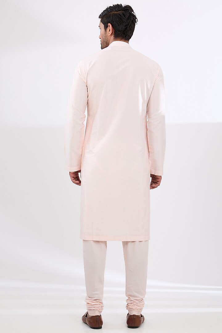 Peach Jacquard Embroidered Wedding Sherwani Set by Qbik Men at Pernia's Pop Up Shop
