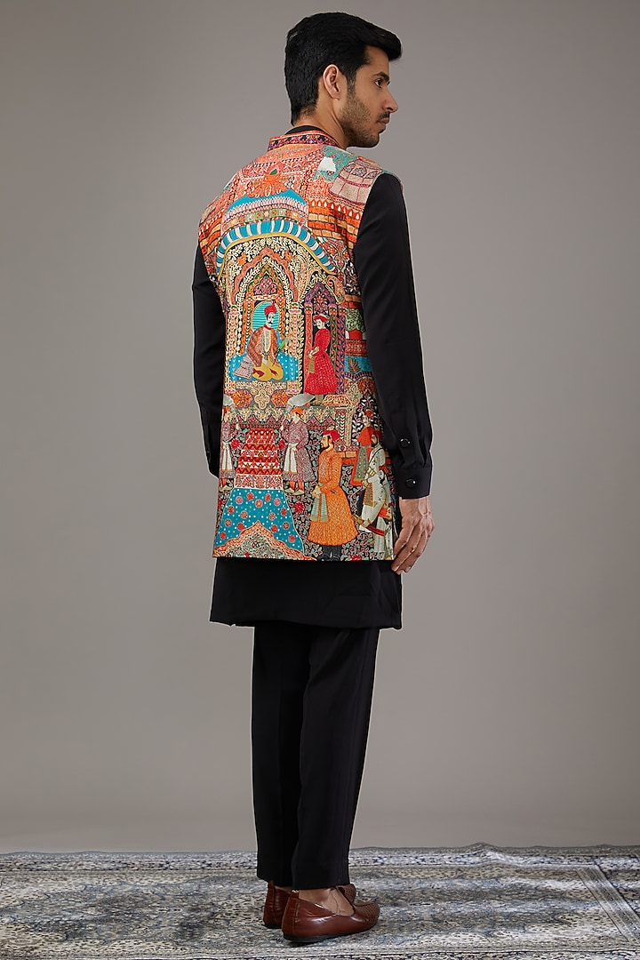 Multi-Colored Pashmina Silk Wedding Indowestern Set by Qbik Men at Pernia's Pop Up Shop
