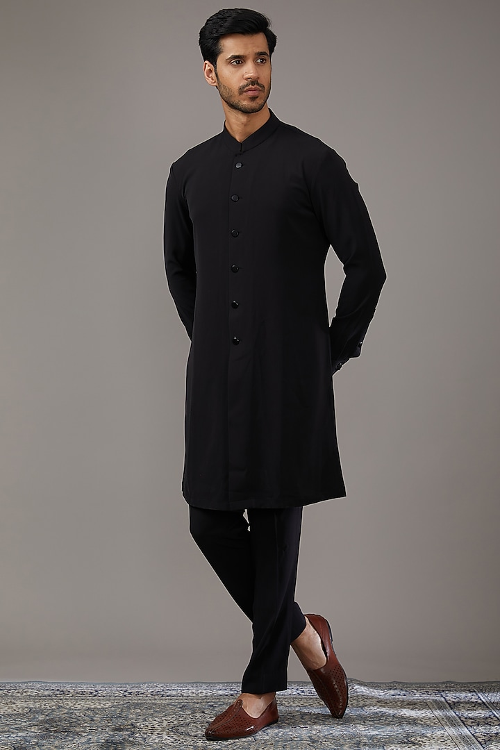 Multi-Colored Pashmina Silk Wedding Indowestern Set by Qbik Men at Pernia's Pop Up Shop