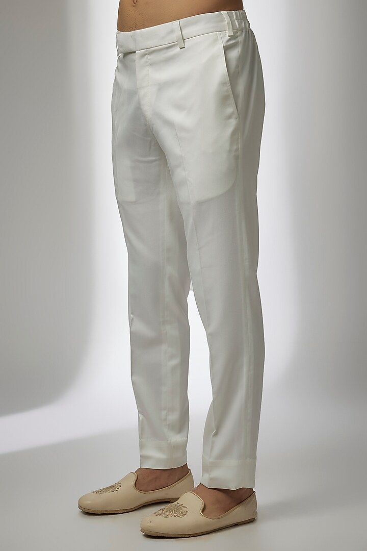 Ivory Silk Kashmiri Embroidered Nehru Jacket Set by Qbik Men at Pernia's Pop Up Shop