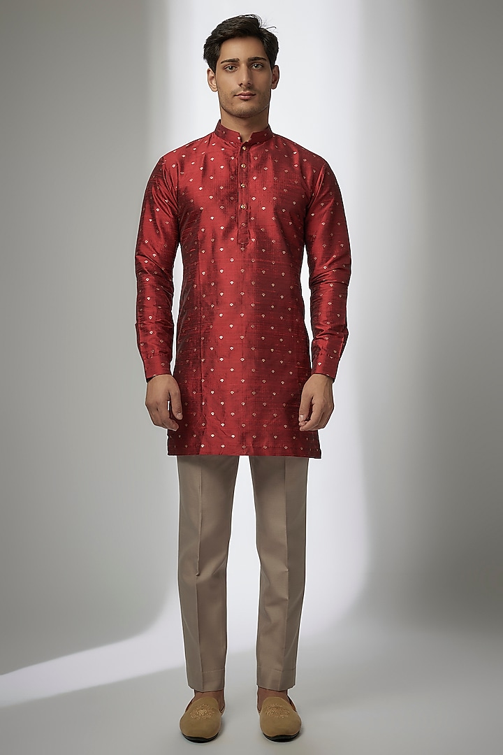 Multi-Colored Silk Kashmiri Embroidered Nehru Jacket Set by Qbik Men at Pernia's Pop Up Shop