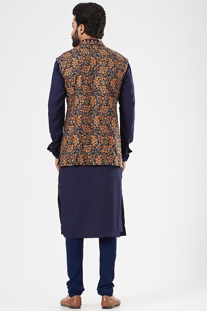 Multi-Colored Viscose Wool Printed Bundi Jacket Set by Qbik Men at Pernia's Pop Up Shop