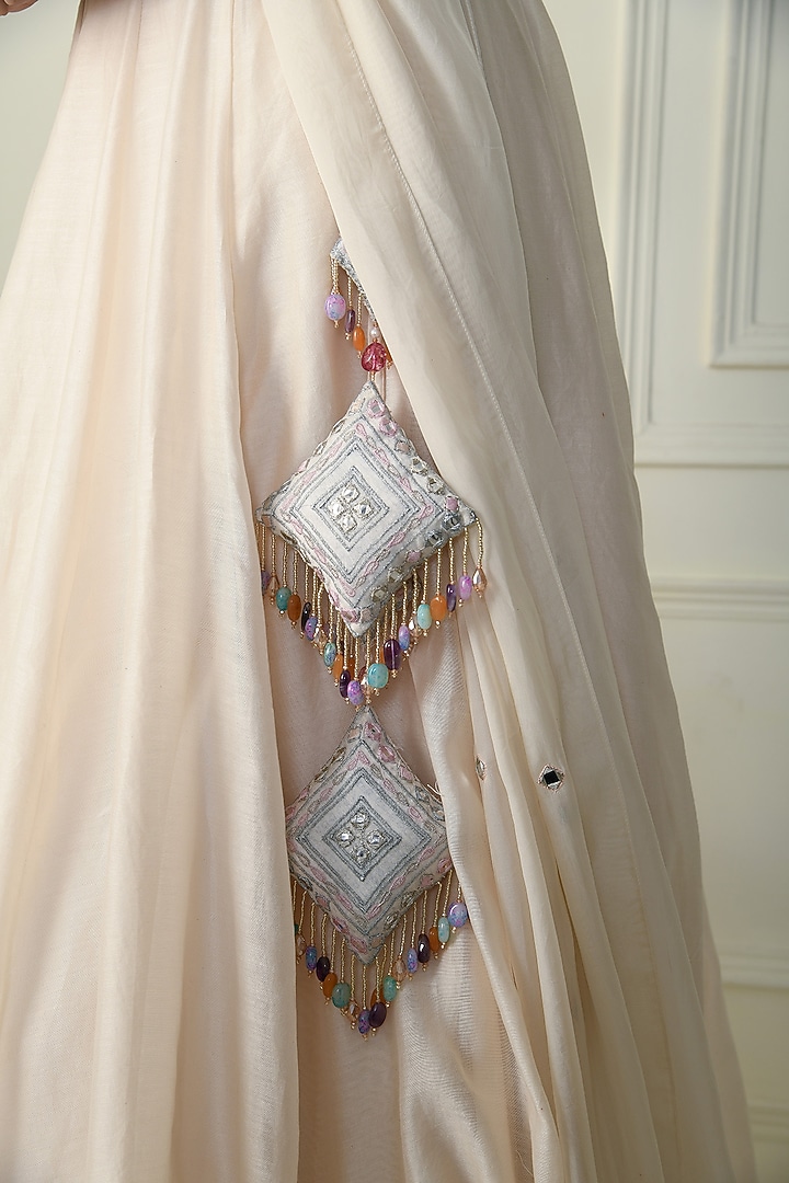 Ecru Chanderi Wedding Lehenga Set by Q by Sonia Baderia at Pernia's Pop Up Shop