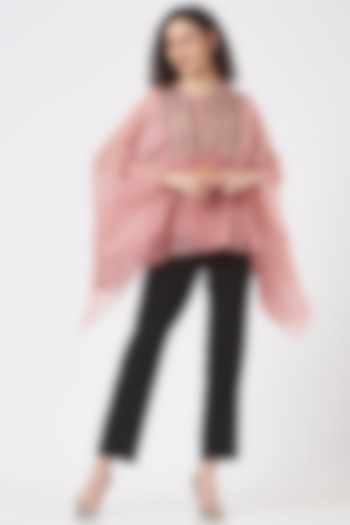 Rose Pink Embroidered Kaftan Top by Q by Sonia Baderia at Pernia's Pop Up Shop