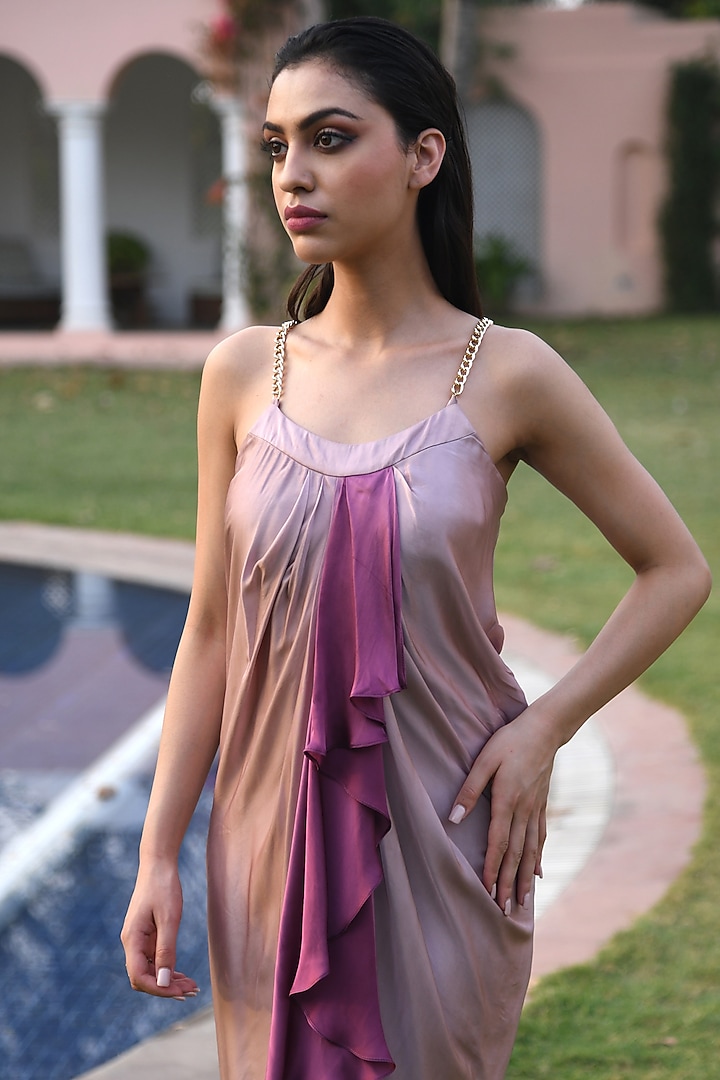 Pastel Pink Satin Dhoti Summer Dress by Q by Sonia Baderia at Pernia's Pop Up Shop