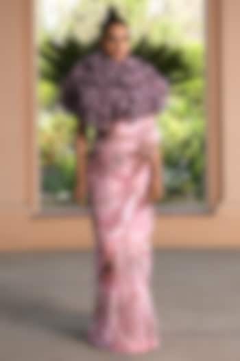 Pastel Pink Pleated Cape by Q by Sonia Baderia at Pernia's Pop Up Shop