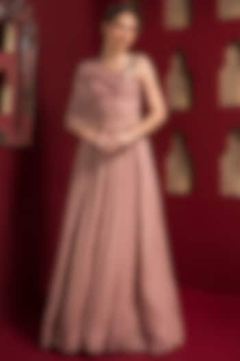 Pastel Pink Lurex Georgette Jumpsuit by Q by Sonia Baderia at Pernia's Pop Up Shop