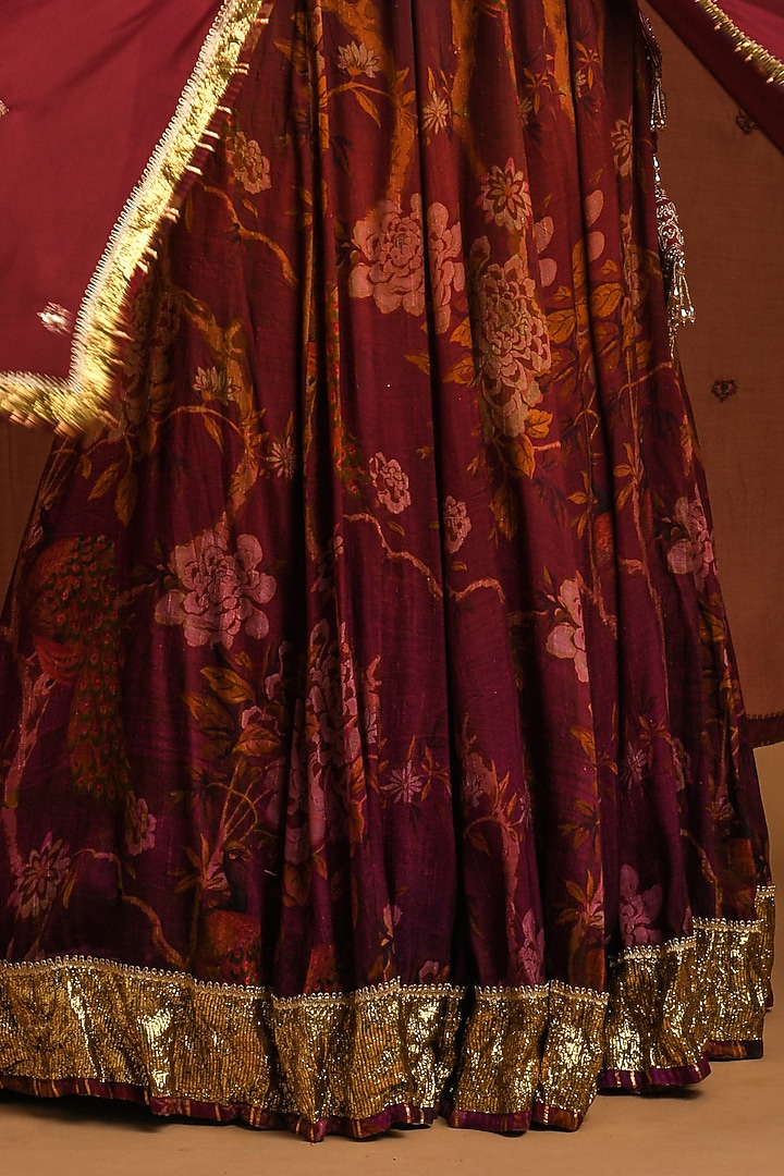 Maroon Embroidered Wedding Lehenga Set by Q by Sonia Baderia at Pernia's Pop Up Shop