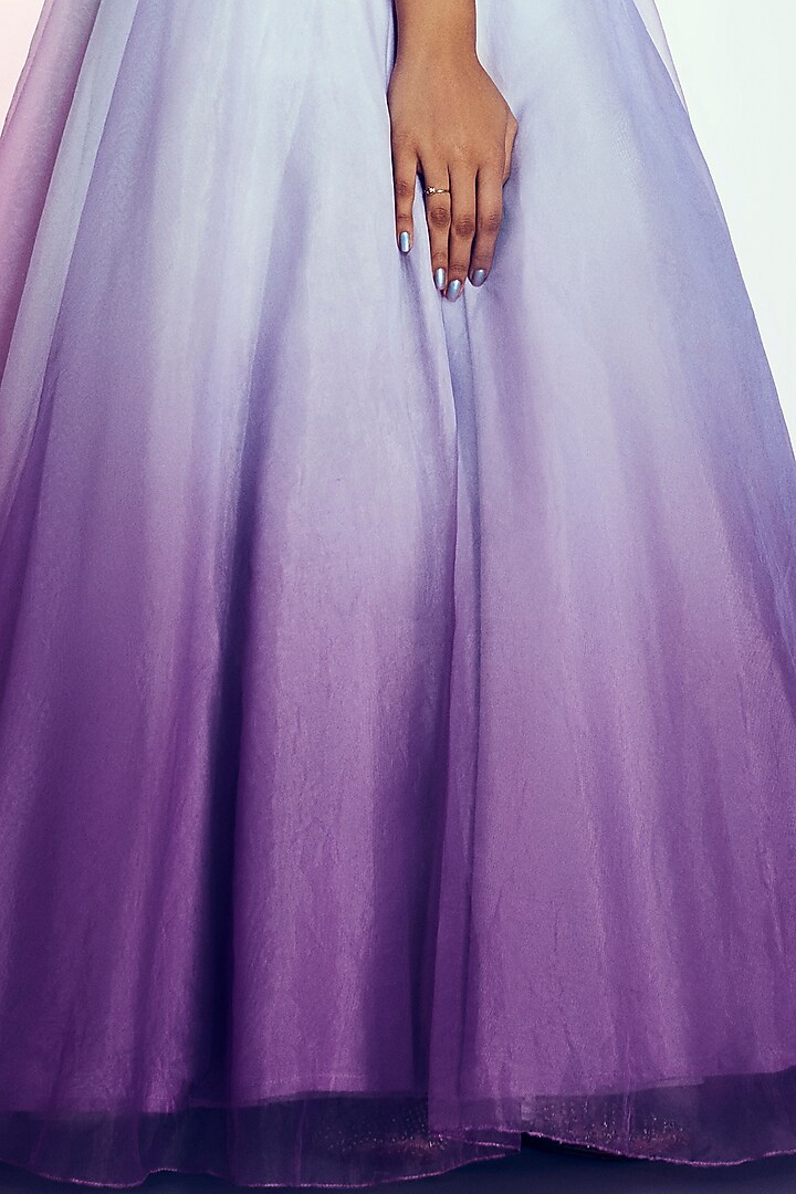 Lilac Ombre Organza Skirt Set by Q by Sonia Baderia at Pernia's Pop Up Shop