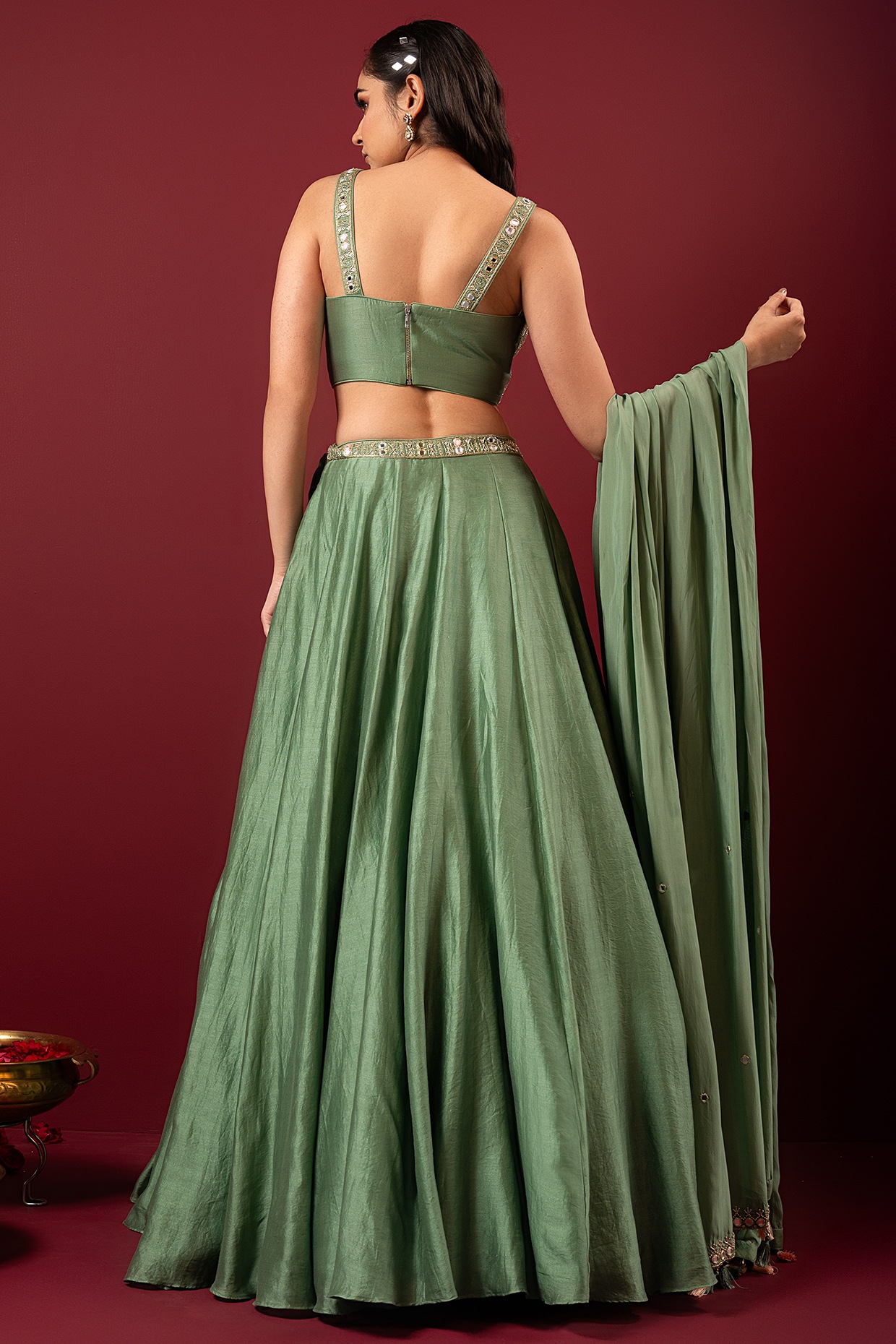 Buy Turquoise Pink Block Printed Chanderi Silk Lehenga - Set of 3 online at  Theloom | Fashion show dresses, Long blouse designs, Designer party wear  dresses