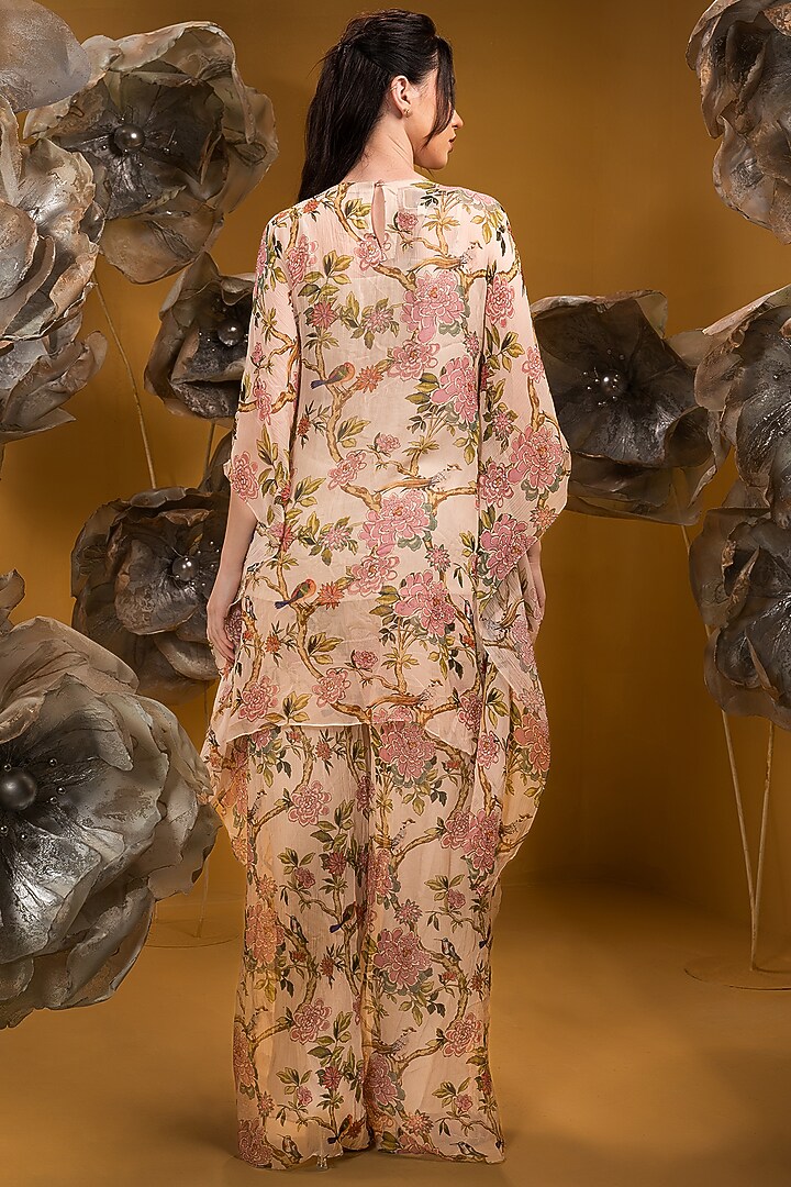 Beige Chiffon Printed Kurta Set by Q by Sonia Baderia at Pernia's Pop Up Shop