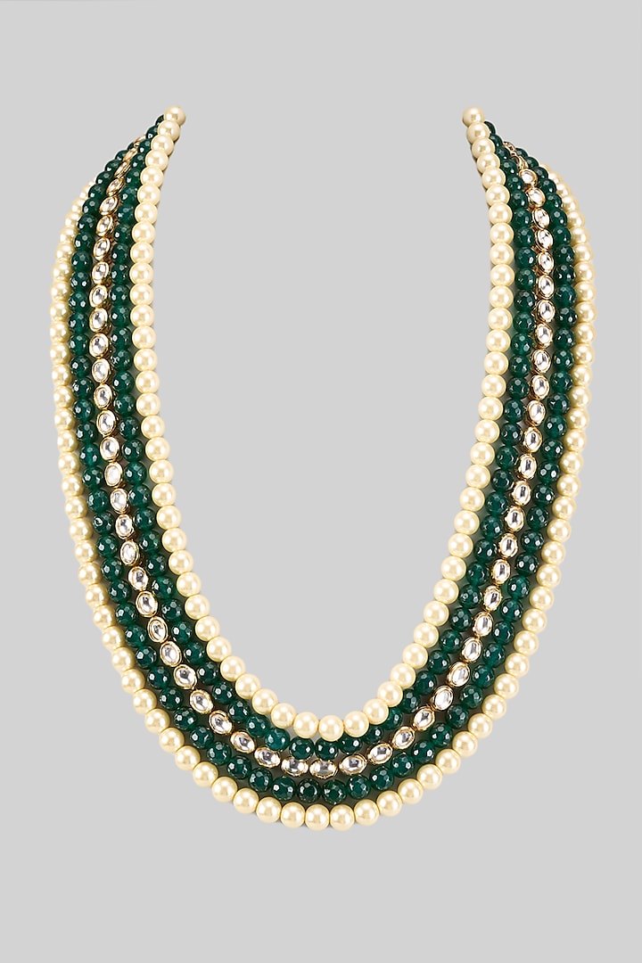 White & Green Onyx Stone Mala by Qbik Men