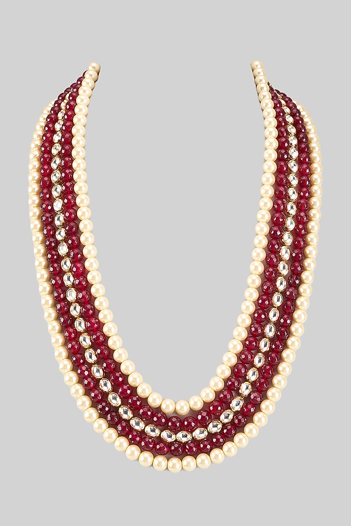 White & Red Onyx Stone Mala by Qbik Men at Pernia's Pop Up Shop