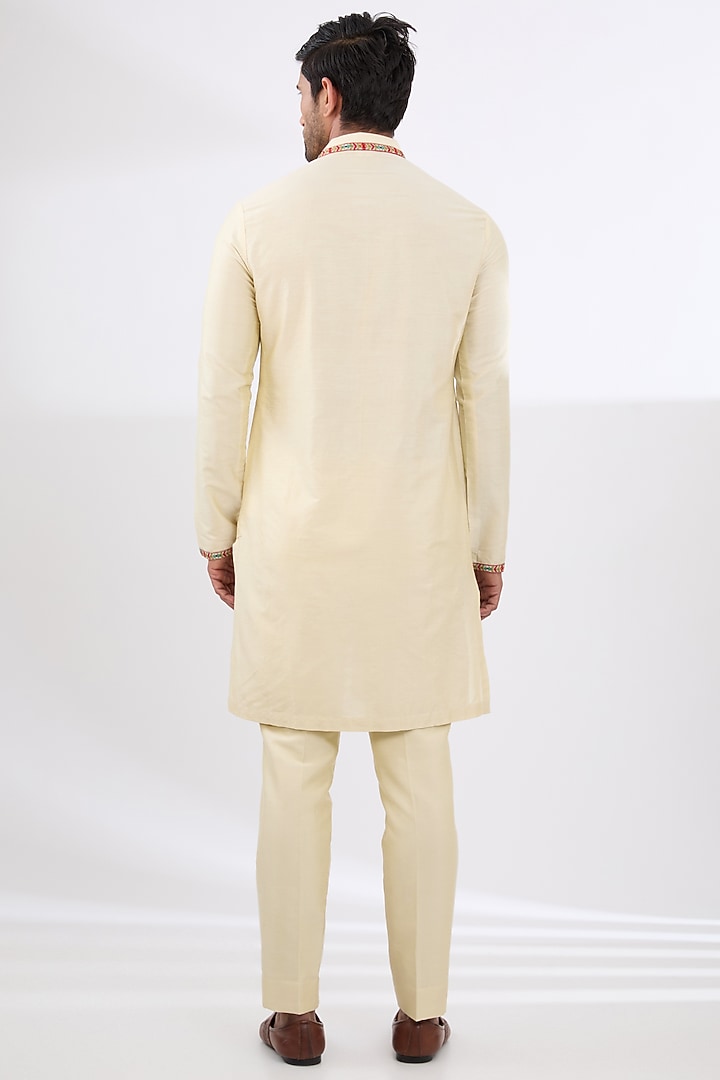 Ivory Kashmiri Embroidered Wedding Indowestern Set by Qbik Men at Pernia's Pop Up Shop