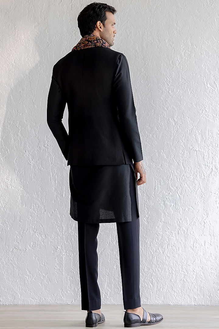 Black Matka Cotton Nehru Jacket Set by Qbik Men at Pernia's Pop Up Shop