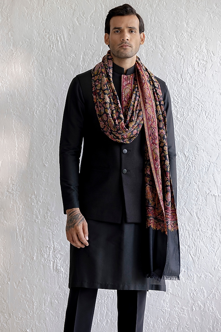 Black Matka Cotton Nehru Jacket Set by Qbik Men at Pernia's Pop Up Shop