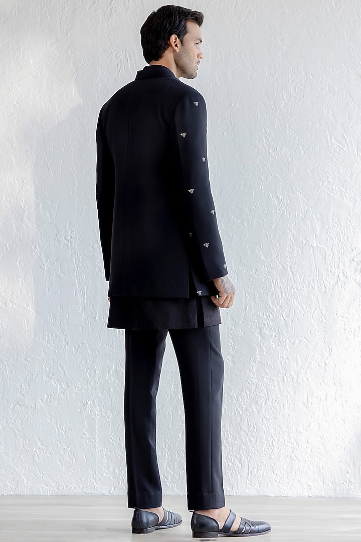 Black Embroidered Indo Western Set by Qbik Men at Pernia's Pop Up Shop