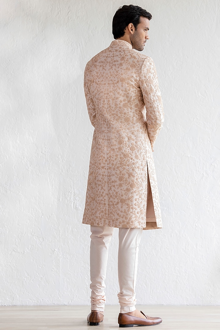 Blush Pink Embroidered Groom Sherwani Set by Qbik Men at Pernia's Pop Up Shop