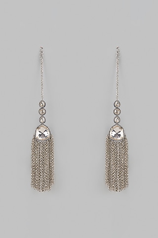 Two-Tone Finish Kundan Polki Dangler Earrings by Qisbyashmeet