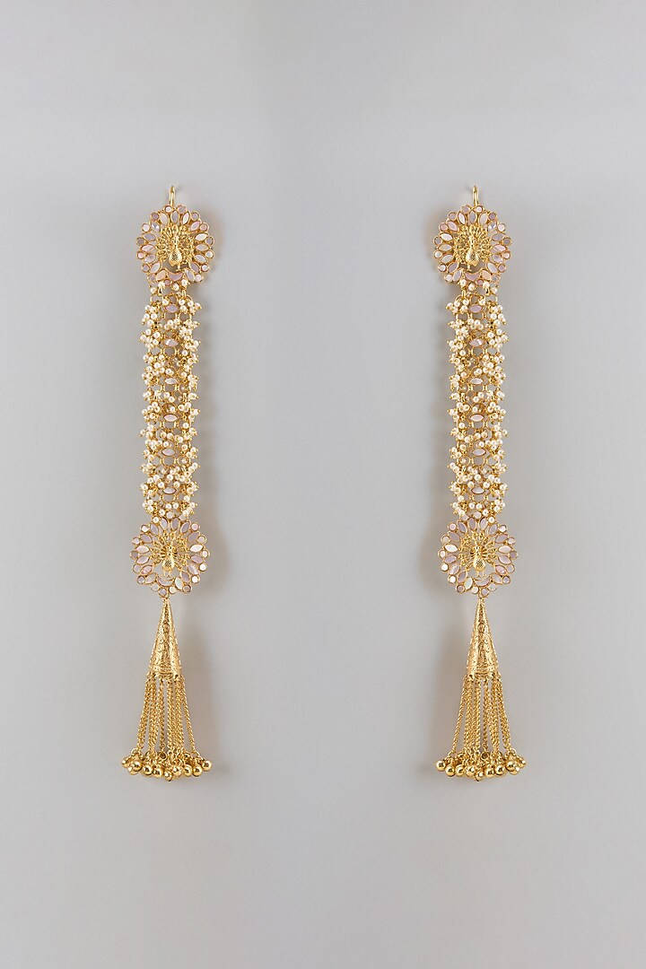 Gold Finish Kundan Polki Dangler Earrings by Qisbyashmeet at Pernia's Pop Up Shop