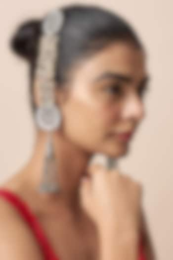 Black Rhodium Finish Kundan Polki Dangler Earrings by Qisbyashmeet at Pernia's Pop Up Shop