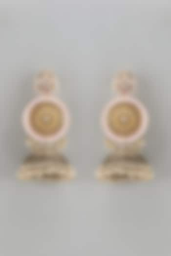 Two-Tone Finish Kundan Polki Jhumka Earrings by Qisbyashmeet at Pernia's Pop Up Shop