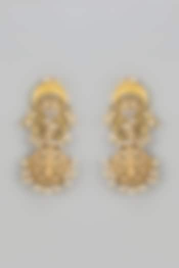 Gold Finish Kundan Polki Chandbali Earrings by Qisbyashmeet at Pernia's Pop Up Shop