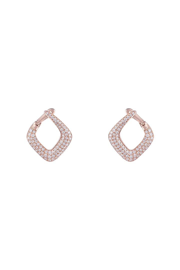 18kt Rose gold diamond pave hoop earrings by Qira Fine Jewellery