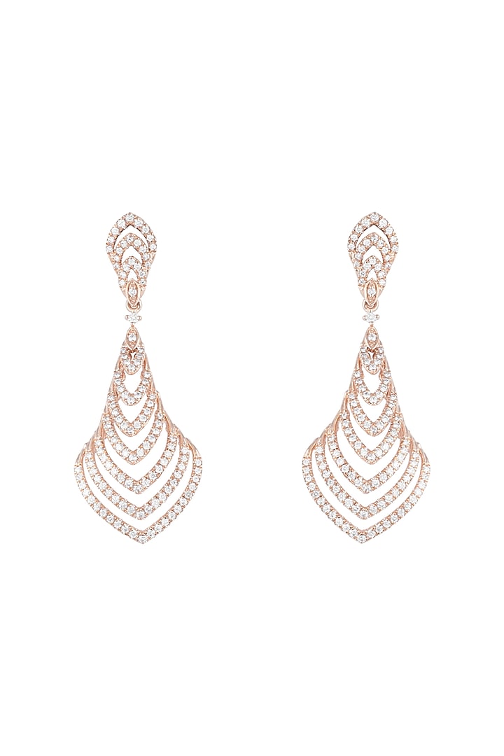 18kt Rose gold diamond cascade earrings by Qira Fine Jewellery