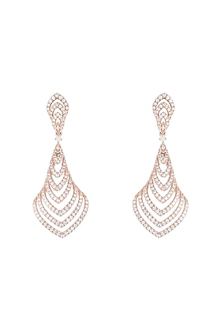 18kt Rose gold diamond cascade earrings by Qira Fine Jewellery