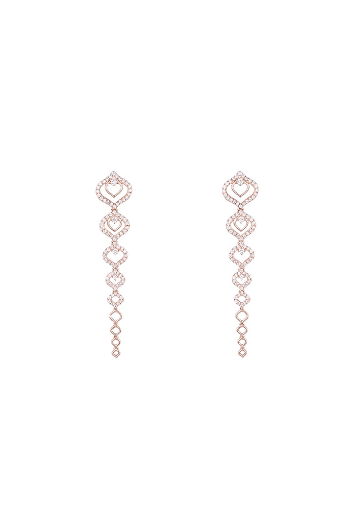 18kt Rose gold diamond drop earrings Design by Qira Fine Jewellery at ...