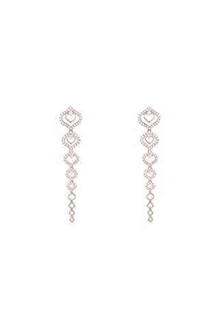18kt Rose gold diamond drop earrings by Qira Fine Jewellery at Pernia's