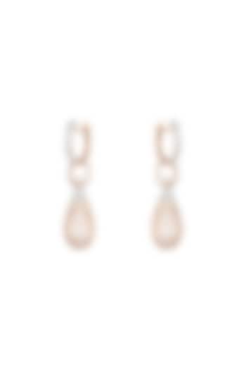 18kt Rose gold two tone diamond earrings by Qira Fine Jewellery