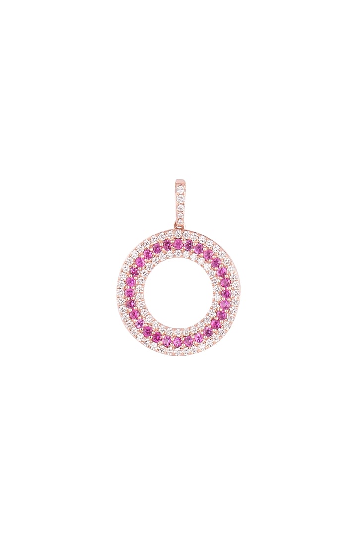 18kt Rose gold circle of life diamond and ruby pendant by Qira Fine Jewellery