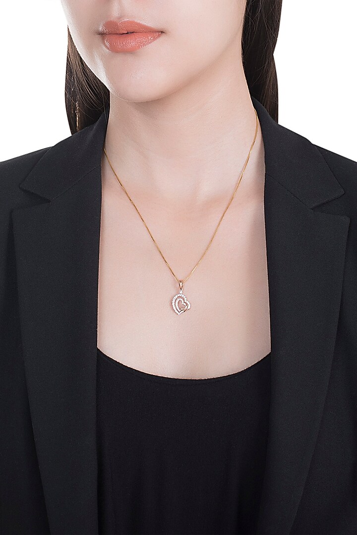 18kt Rose gold diamond heart pendant by Qira Fine Jewellery at Pernia's Pop Up Shop