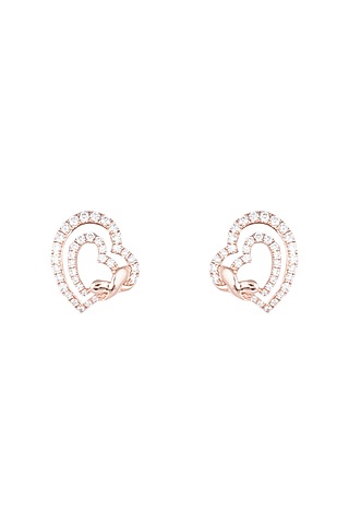 18kt Rose gold diamond heart stud earrings by Qira Fine Jewellery