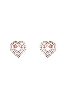 18kt Rose gold diamond infinity heart stud earrings Design by Qira Fine