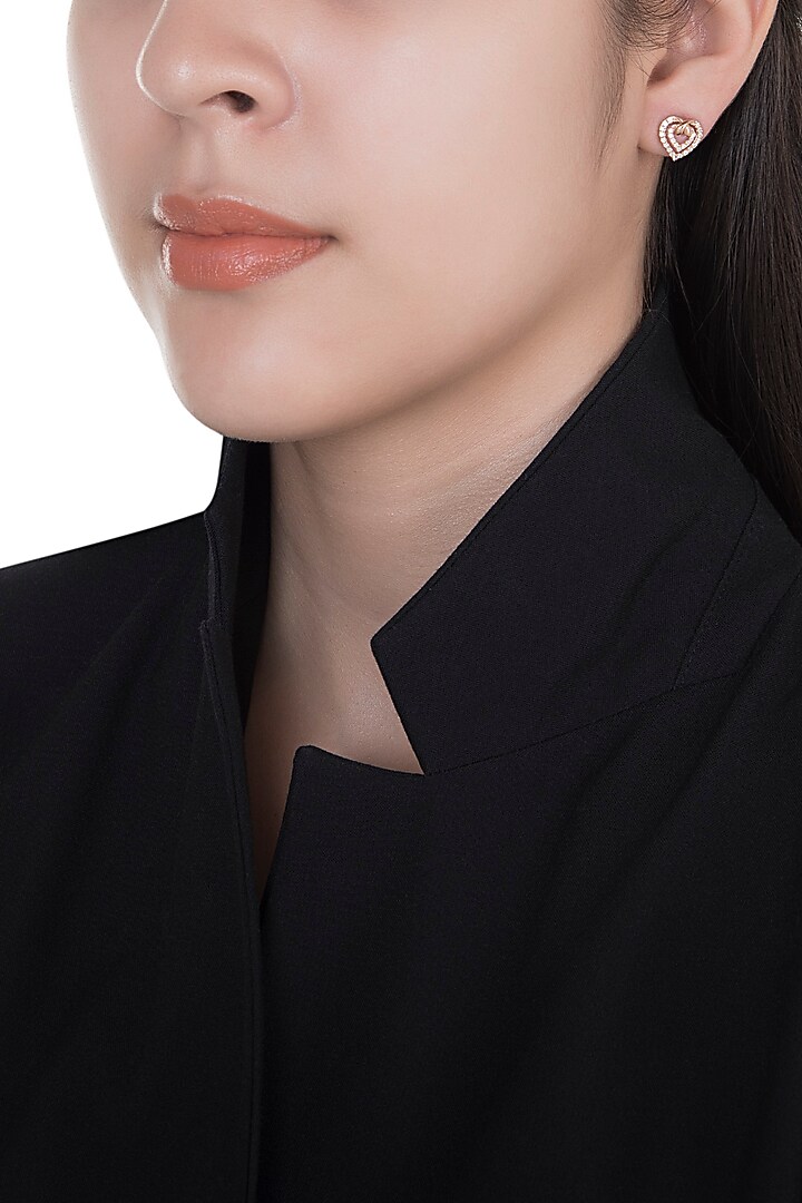 18kt Rose gold diamond infinity heart stud earrings by Qira Fine Jewellery at Pernia's Pop Up Shop