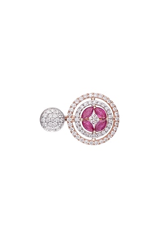18kt Rose gold circle of life diamond and ruby ring by Qira Fine Jewellery