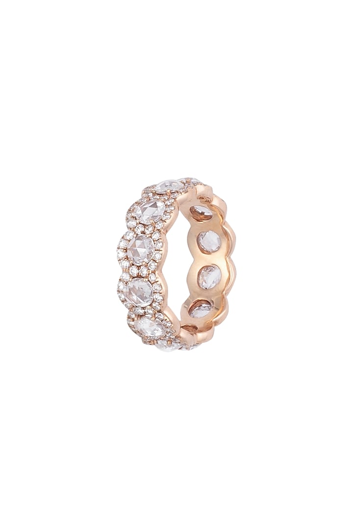 18kt Rose gold diamond infinity ring by Qira Fine Jewellery