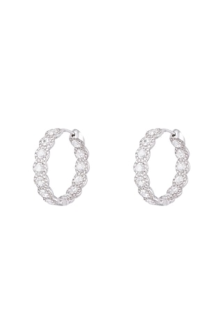 18kt White gold rose cut diamond hoop earrings by Qira Fine Jewellery